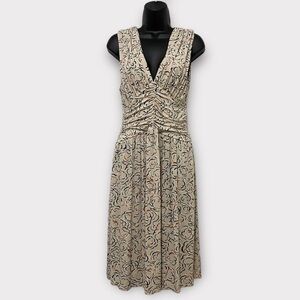 Anthropologie Deletta Cloud Rose Sleeveless Ruched V-Neck Dress Size Medium